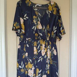 Baltic Born Sicily Satin Maxi Dress Navy Floral - XXXL